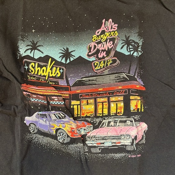 Big Al’s Burger Drive In Classic Car Graphic tee Shirt One Size - Picture 2 of 3